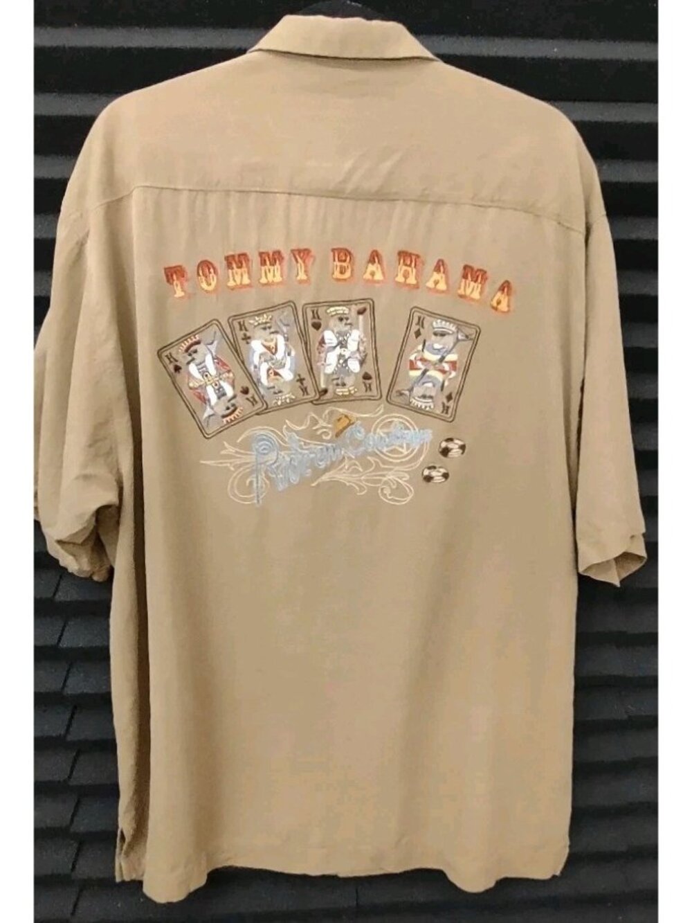 Tommy Bahama Camel Ride'em Cowboy King Of Heart Back Embroidered  Shirt Men XL